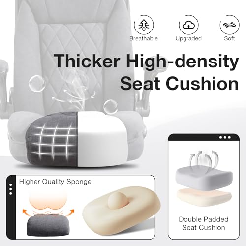 Big and Tall Fabric Office Chair 400lbs High Back Executive Computer Desk Chair with Flip Up Armrest, Breathable Fabric Adjustable Height Ergonomic Home Office Heavy Duty KWKSV