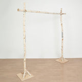 LANAZU 7.4ft Natural Birch Wood Wedding Arch, Square Backdrop Stand, Photography Stand, Rustic Wedding Arbor Decor, Wedding Backdrop, Ceremony Arch LANAZU