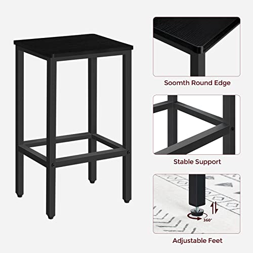 MAHANCRIS Bar Stools, Set of 2 Bar Chairs with Footrest, 2-Piece Dining Stools, 25.8-Inch Height, Rectangular Industrial Bar Stools, Strong Metal Frame, for Dining Room, Kitchen, Black BAHB0101 MAHANCRIS