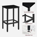 MAHANCRIS Bar Stools, Set of 2 Bar Chairs with Footrest, 2-Piece Dining Stools, 25.8-Inch Height, Rectangular Industrial Bar Stools, Strong Metal Frame, for Dining Room, Kitchen, Black BAHB0101 MAHANCRIS