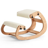 MoomJiee Ergonomic Kneeling Chair,Adjustable Rocking Knee Chair for Home Office,Wooden Office Chair for Back Pain Relief, Beige MoomJiee