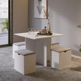 Mondeer 5-Piece Dining Table Set, Small Kitchen Table Set with 4 Stools Compact Space-Saving for Dining Room Kitchen Modern (White and Grey) Mondeer