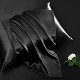 Vonty Satin Sheets Extra Deep Pocket King Size Sheets - Cooling & Silky Satin King Sheets Set with 18-24 Inch Deep Pocket, Black Satin Bed Sheets Fit Up to 24" Deep Matress - 4 Piece Vonty