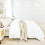 ANGIYUIN White Ruffle Comforter Set Twin 5 Pieces Ruffled Bed in A Bag with Sheets Soft Farmhouse Bedding Sets for Kids Girls Teens(White Twin) ANGIYUIN