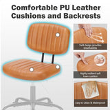 DUMOS Small Armless Home Desk Executive Chair with Low Back for Small Space, Height Adjustable PU Leather Computer Task Office Chair with 360° Swivel Wheels for Kids and Adults, Dark Brown DUMOS