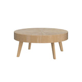 Gexpusm Round Wood Coffee Tables for Living Room, Farmhouse Circle Coffee Table, Rustic Mid Century Wooden Coffee Tables for Apartment, Easy Assembly (Only Coffee Table, 31.50" Dx31.50 Wx14.29 H) Gexpusm