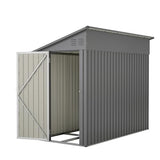 YOPTO 4×8 FT Lean to Metal Shed,Outdoor Heavy-Duty Storage Shed with Floor Base,All Weather Waterproof Garden Tool House W/Lockable Door&2 Air Vents,Reversible Door Design,for Backyard,Patio,Lawn,Gray YOPTO