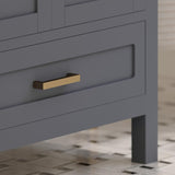 Ayna Decors Rooh 72 in Charcoal Grey Double Sink Bathroom Vanity Set with White Quartz Countertop | 4 Soft Closing Doors | 5 Full Extention Soft Close Drawers | Gold Hardware Ayna Decors