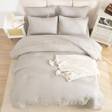 Litanika Full Size Comforter Sets Linen - 7 Pieces Bed in a Bag Full Bedding Comforter Sets, Solid Lightweight Bed Set with Comforter, Sheets, Pillowcases & Shams Litanika