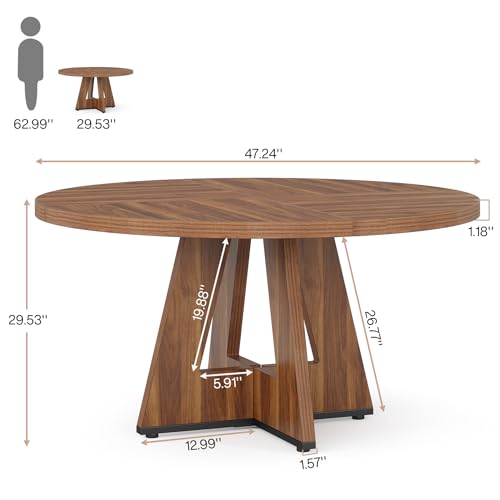 Tribesigns 47-Inch Round Conference Table for 4-6 People, Wooden Meeting Room Table with Thicken Tabletop and Wood Base Tribesigns