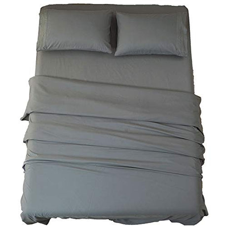 SONORO KATE Bed Sheet Set Super Soft Microfiber 1800 Thread Count Luxury Egyptian Sheets 16-Inch Deep Pocket Wrinkle and Hypoallergenic-4 Piece(Queen Dark Grey) SONORO KATE