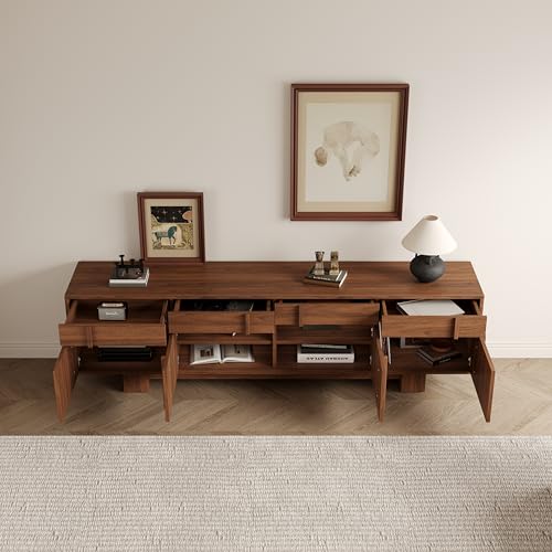 VAFON 70.87" TV Stand with Storage and Shelves for 55-70 inch TV, Wood Entertainment Center with Doors and Drawers, Mid Century Modern Console Table, for Living Room & Bedroom VAFON