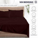 SGI bedding 600 Thread Count 4 Piece 100% Egyptian Cotton Queen Size Sheets Set, 15" Deep Pocket Sheet Set, Premium, Breathable, Soft and Hotel-Quality Luxury Sheets - Chocolate SGI bedding