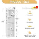 VECELO 4-Tier Bookcase, Modern Storage Cabinet with Height Difference Shelves for Standard Textbooks, 5 Cubes, Vertical or Horizontal, Easy Assembly, Pearl White VECELO