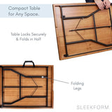 Sleekform 6ft Wooden Folding Table with Handle, Wood Folding Banquet Tables for Dinner - 6 Foot x 28 in, Portable, Sturdy & Lightweight Foldable Table for Dinner, Conference or Picnic Sleekform