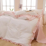 AMZTOP Princess Twin XL Duvet Cover Pink Floral 100% Cotton with Ruffle, Coquette Bedding, Teen Girls Romantic Comforter Cover with Zipper Closure, 3 Pcs Floral Aesthetic Bedding Sets 68"x90" AMZTOP