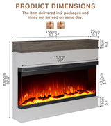 Maxhonor 3-Sided View Electric Fireplace Insert - Minimalist Mantel - 12 Color Flame Effect - 1500/750 Watt Heater - Remote Control - Log & Crystals(60",White) Maxhonor