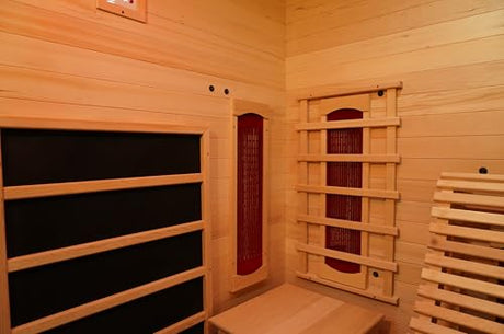 AURGOD Corner Sauna for 1 Person, Infrared Wooden Sauna Room, Luxurious Canadian Hemlock Home Sauna with Recliner, 2300 W 8 Heating Element, Low EMF Full Size Indoor Spa-Fast Delivery AURGOD