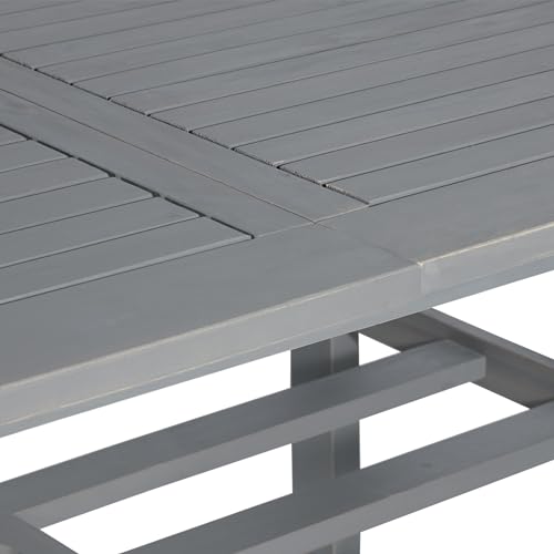 Walker Edison Maui Modern Solid Acacia Wood Slatted Patio Dining Table, 78 Inch, Grey Wash - WoodArtSupply