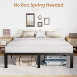DUMOS Full Size Bed Frame - Metal Platform Bed Frames Mattress Foundation with Steel Slat Support, No Box Spring Needed, Storage Space Under Base, Easy Assembly, Black DUMOS