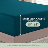 Elegant Comfort 1500 Premium Quality 4-Piece Bed Sheet Set - 18-24 Inch Extra Deep Pocket, Smart Storage Pockets, Wrinkle Free Ultra Soft 4PC Extra Deep Pocket Sheets, Twin/Twin XL, Marine Teal Elegant Comfort