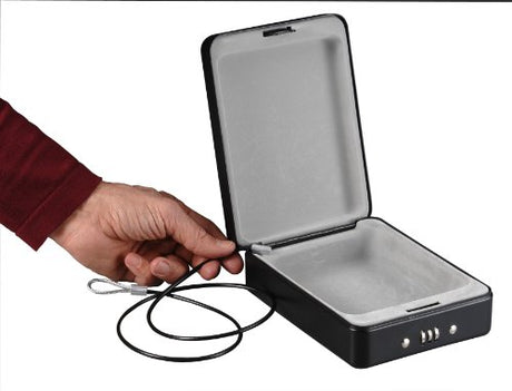 SentrySafe Small Safe, Black Lock Box with Combination Lock for Office or Dorm Secures Money, Passport, Jewelry, 0.05 Cubic Feet, Exterior: 2.6 in. H x 5.9 in. W x 8.0 in. D, ‎P005C SentrySafe