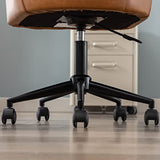 Brown Leather Desk Chair Office Chair with Mid Back Support Armrest, Adjustable-Height 360° Swivel Rolling Task Chair Home Office Modern Vanity Chair, Brown BESTANO
