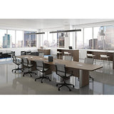 Thaweesuk Shop 16 FT White Modern Executive Boat Shaped Conference Table Room Wood Hide Wires Inside Elliptical Metal Legs Desk Grommets Racetrack 3 Power Modules Silver Boardroom Business Furniture Generic