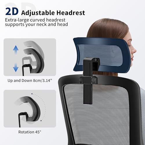 Nexthro Office Chair,Ergonomic Desk Chair with Adjustable Lumbar Support,400 Lbs Mesh Computer Chair High Back with Headrest for Home Office (Black) Nexthro
