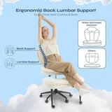 Pinmoco Ergonomic Cross Legged Office Chair for ADHD, Kneeling Chair with 360° Swivel Wheels and Reversible Seating for Meditation, Adjustable Height and Seat Deapth, Teddy Fabric, White Pinmoco