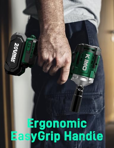 KIMO Cordless Impact Wrench 1/2" with 814N.M Max Torque, 3000 RPM, 20V Electric Impact Wrench with 1 Hour Fast Charger & 3.0 Lion Battery, Variable Speeds, 1/2 Impact Gun for Car Home - WoodArtSupply