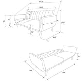 Novogratz Brittany 82 Inch Futon Sofa Bed in Faux Leather, Upholstered Couch Sleeper with Tufted Back, Mid-Century Modern, Black Novogratz