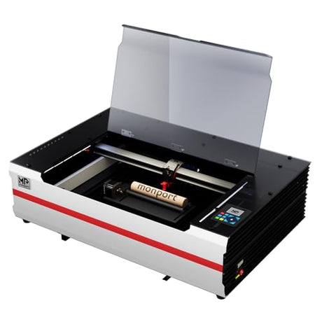 Monport Reno 65W Desktop CO2 Laser Engraver＆Cutter, 16x24 Workbed Laser Engraving Machine with New Semi-Autofocus, 2 Working Platforms, axis Adjustable for Wood Acrylic Glass Monport