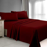 Ready To Rest Super Single Waterbed Sheets, 4 Piece Attached Sheet Set, Fits 18 Inch Deep Mattress, Brushed Microfiber, Ultra Soft and Lightweight (Burgundy) Ready To Rest