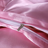 Feelyou Silk Like Satin Bedding Set Twin Luxury Girls Pink Silky Duvet Cover Set Soft Comforter Cover Women Bedroom Decor Chic Luxurious Silky Bedspread Cover Zipper (1 Duvet Cover + 1 Pillow Case) Feelyou