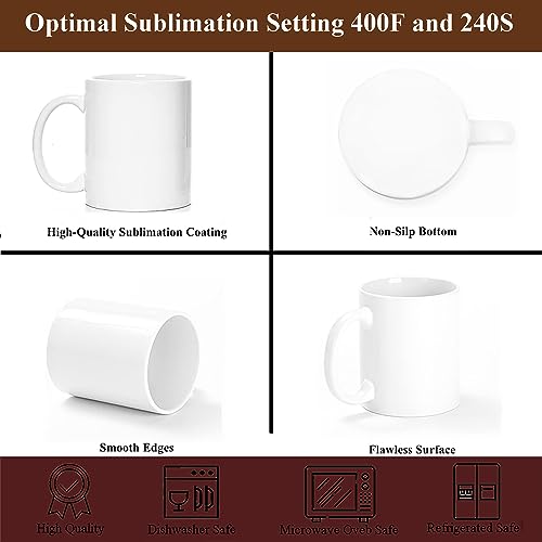 ABBSH Sublimation Mugs, Sublimation White Coffee Mugs Tazas Para Sublimacion Blank 11 OZ With Box for for Coffee, Soup, Tea, Milk, Latte, Hot Cocoa Set of 12 ABBSH