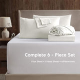 Nestl Extra Deep King Sheet Set - 6 Piece Breathable & Cooling Sheets - Hotel Luxury Bedding Set w/18-24 Inch Deep Pockets - Easy & Secure Fit - Super Soft, Wrinkle Free & Comfy - Off White Nestl