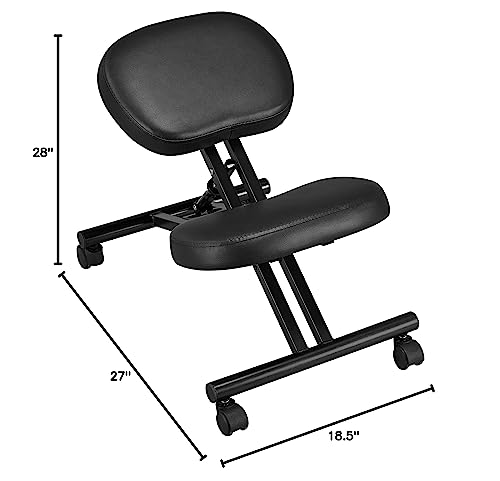 Topeakmart Ergonomic Kneeling Chair Improve Posture & Neck Pain Home Office Desk Chairs Flexible Seating Rolling Adjustable Stool Topeakmart