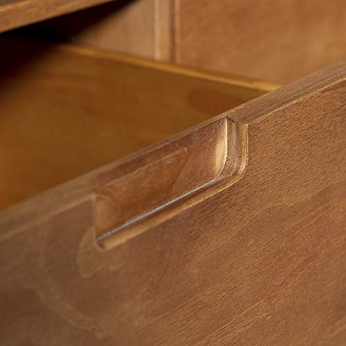 Walker Edison 3-Drawer Mid Century Modern Wood TV Stand for TV's up to 65" Flat Screen Cabinet Door Living Room Storage Entertainment Center, 58 Inch, Caramel Walker Edison