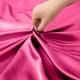 VACVELT 4pcs Hot Pink Satin Sheets Full Size Bed Set, 15 Inch Deep Pocket Silky Satin Sheet Set, Soft Satin Bedding Set Cooling & Luxury Bed Sheets, 1 Fitted Sheet + 1 Flat Sheet + 2 Pillowcases VACVELT