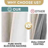 H.VERSAILTEX Linen Blackout Curtain Durable Thick Textured Linen Look 100% Blackout Patio Door Curtain Anti Rust Grommet Extra Wide Sliding Door Curtain Panel, W100 x L84 inch - Natural H.VERSAILTEX