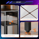 HOOBRO Computer Desk, Gaming Desk with LED and Outlets, Home Office Desk with Monitor Stand and Adjustable Shelf, Small Gaming Table with CPU Stand for Home Office, Small Space, Black BB100UDDN01 HOOBRO