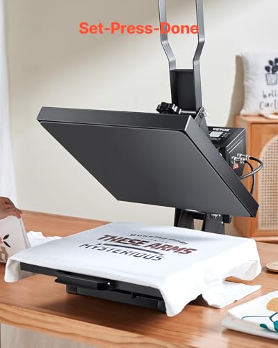 VEVOR Heat Press, 15 x 15 inch Heat Press Machine for T-Shirts, Fast and Even Heating, Easy to Use, High Pressure for Digital Industrial-Quality Sublimation Printer for Transfer Vinyl, T-Shirt, Black VEVOR