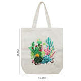 KABAKE Canvas Tote Bag Embroidery Kit for Beginners, Arts and DIY Crafts Starter Kit, Includes Stamped Bag, Threads, Tools (Beige With Cactus)