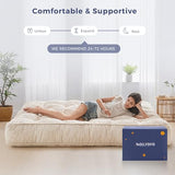 MAXYOYO 8" Futon Mattress Full Size, Ultra Thick Futons Sofa Couch Bed Tufted Sleeper Sofa Bed, Floor Mattress for Adults, Shredded Foam Filling (Frame Not Included), Beige MAXYOYO