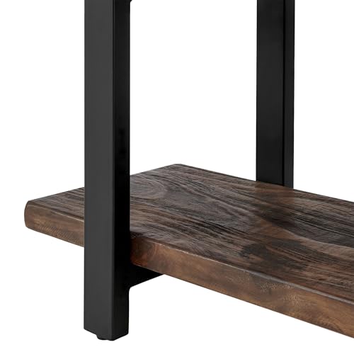 Alaterre Furniture Pomona Living Room Collection – 3-Tier Solid Wood Media Console Table with 2 Open Shelves and Metal Legs - Rustic Industrial Farmhouse TV Stand and Storage Console (Rustic Brown) Alaterre Furniture