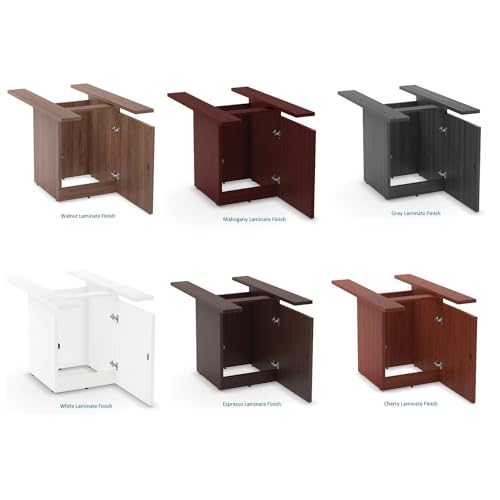 New Espresso Laminate Finish 12ft Modern Conference Table Wood Boat Shaped Square Storage Cube Legs Doors Grommets Desk Base Meeting Room Racetrack Office Business Furniture 142''L x 47-32''W x 29''H WoodArtSupply