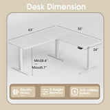 Homall L Shaped Standing Desk Adjustable Height, Electric Corner Standing Desk, Sit Stand Computer Table with Memory Controller for Home (White, 55 Inch) Homall