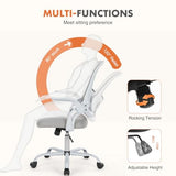 Sweetcrispy Home Office Managerial Executive Chair, Ergonomic Mesh Adjustable Swivel Mid-Back Chair with, Flip-up Arms, Comfortable Lumbar Support, Comfy Arms for Bedroom,Study,Student, Grey Sweetcrispy