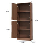 Housoul 71" Tall Freestanding Pantry Storage Cabinet, 4 Doors Larder Cupboard with Adjustable Shelves, Kitchen Hutch for Kitchen & Dining Room, Walnut Housoul